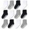 CozyWay Non-Slip Crew Grip Toddler Socks, 12 Pack for Boys & Girls, Black/White/Gray, 3-5 Years Old